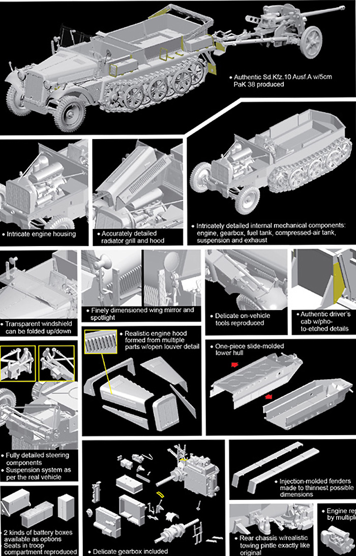 Sd.Kfz.10 Ausf.A 1tハーフトラック  w/ 5cm PaK38 対戦車砲 プラモデル (ドラゴン 1/35 '39-45' Series No.6732) 商品画像_2