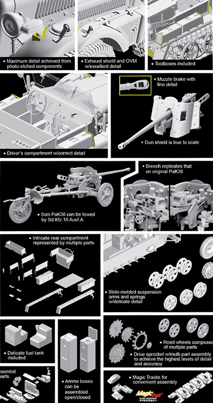 Sd.Kfz.10 Ausf.A 1tハーフトラック  w/ 5cm PaK38 対戦車砲 プラモデル (ドラゴン 1/35 '39-45' Series No.6732) 商品画像_3