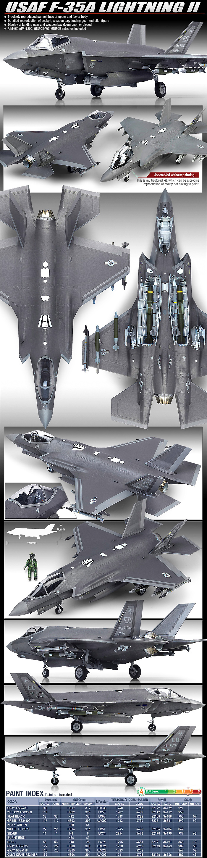 F-35A ライトニング 2 プラモデル (アカデミー 1/72 Scale Aircrafts No.12507) 商品画像_2
