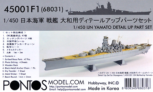 日本海軍 戦艦 大和用 ディテールアップパーツセット エッチング (ポントスモデル 1/450 ディテールアップセット No.45001F1) 商品画像