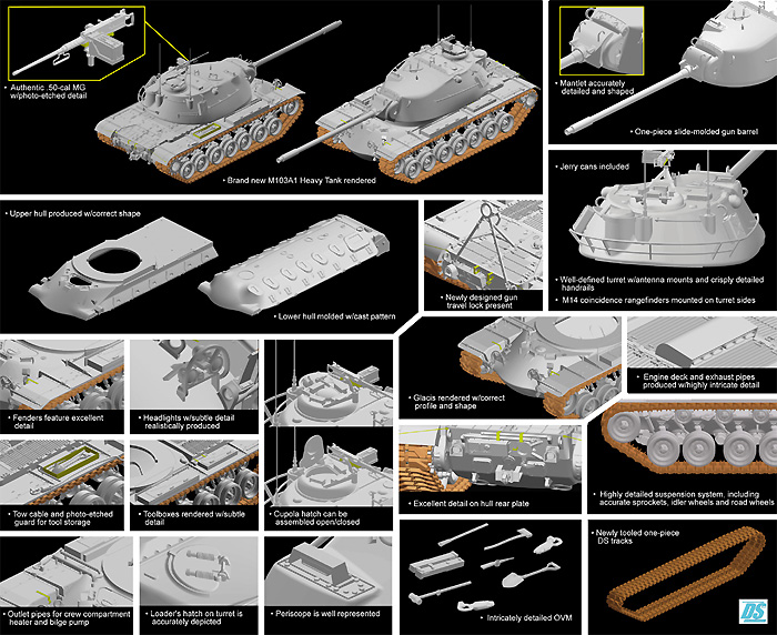 アメリカ M103A1 重戦車 プラモデル (ドラゴン 1/35 BLACK LABEL No.3548) 商品画像_2