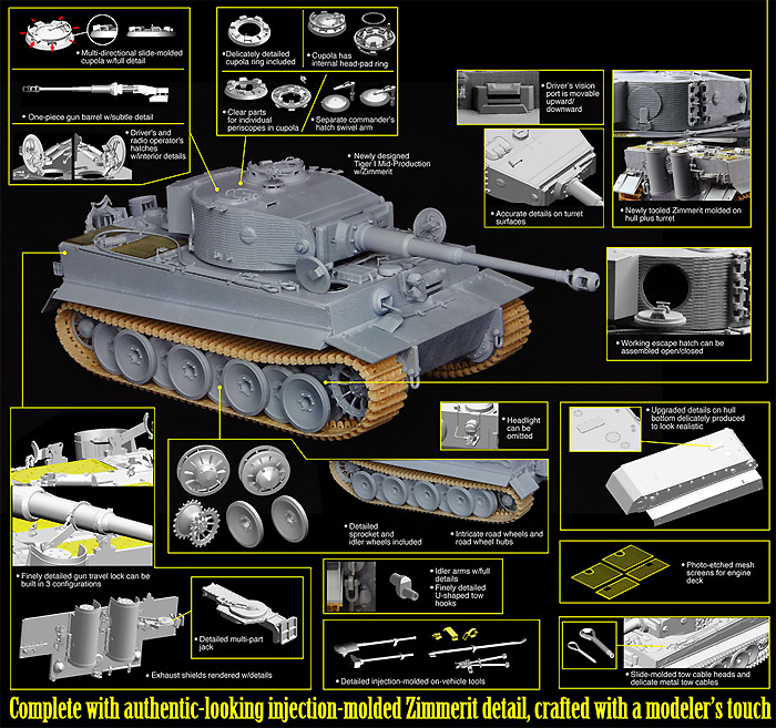 ドイツ ティーガー 1 中期生産型 w/ツィメリットコーティング プラモデル (サイバーホビー 1/35 AFV シリーズ （'39～'45 シリーズ） No.6700) 商品画像_3