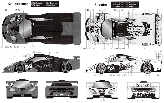 マクラーレン F1-GTR Parabolica #27 FIA-GT 1997 デカール (タブデザイン 1/24 デカール No.TABU-24041) 商品画像_2