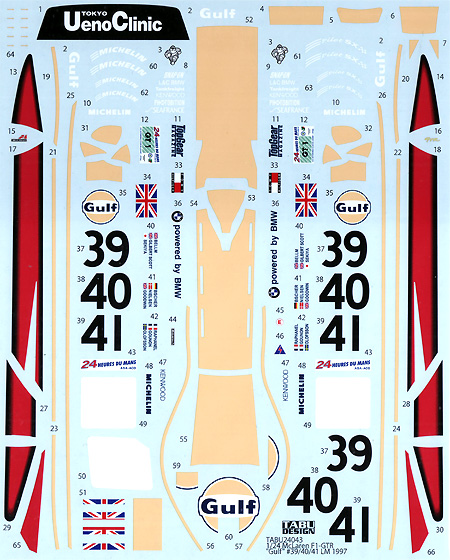 マクラーレン F1-GTR Gulf #39/40/41 ルマン 1997 デカール (タブデザイン 1/24 デカール No.TABU-24043) 商品画像