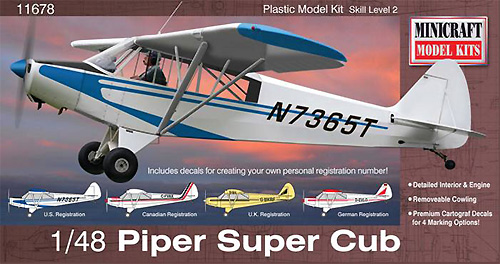 パイパー・スーパーカブ プラモデル (ミニクラフト 1/48 航空機プラスチックモデルキット No.11678) 商品画像