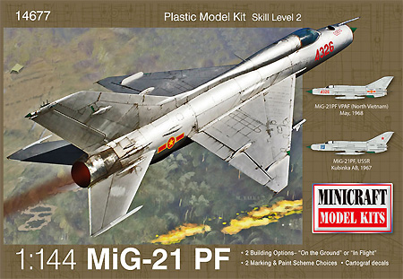 MiG-21PF フィッシュベッド プラモデル (ミニクラフト 1/144 軍用機プラスチックモデルキット No.14677) 商品画像