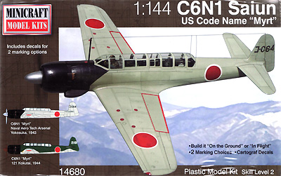 中島 C6N1 艦上偵察機 彩雲 プラモデル (ミニクラフト 1/144 軍用機プラスチックモデルキット No.14680) 商品画像