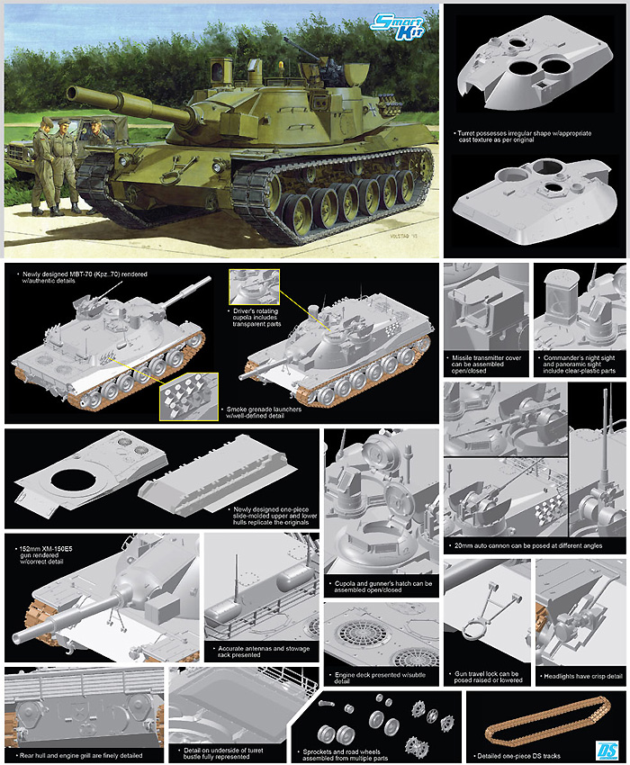 アメリカ・西ドイツ MBT-70 (Kpz.70) 試作戦車 プラモデル (ドラゴン 1/35 BLACK LABEL No.3550) 商品画像_2