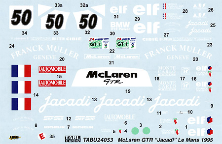 マクラーレン F1-GTR ジャカディ #50 ルマン 1995 デカール (タブデザイン 1/24 デカール No.TABU-24053) 商品画像