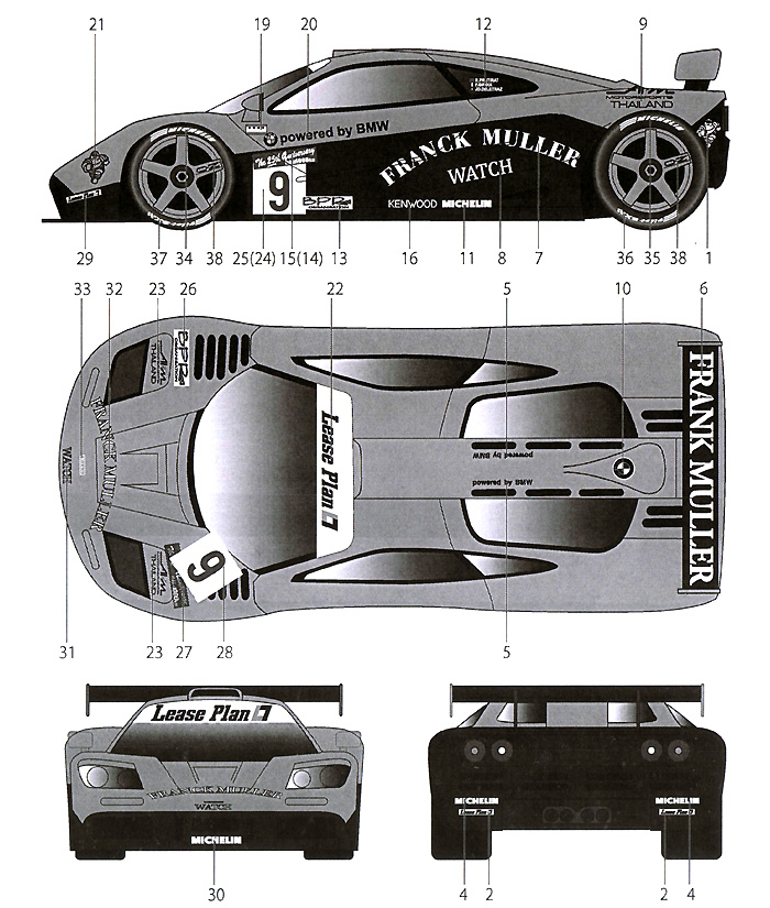 マクラーレン F1-GTR FRANCK MULLER #09 SUZUKA 1996 デカール (タブデザイン 1/24 デカール No.TABU-24047) 商品画像_2