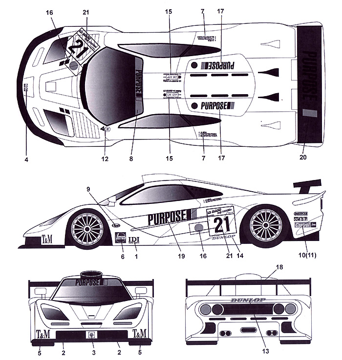 マクラーレン F1-GTR Purpose #21 Fuji 1000km 1999 デカール (タブデザイン 1/24 デカール No.TABU-24058) 商品画像_2