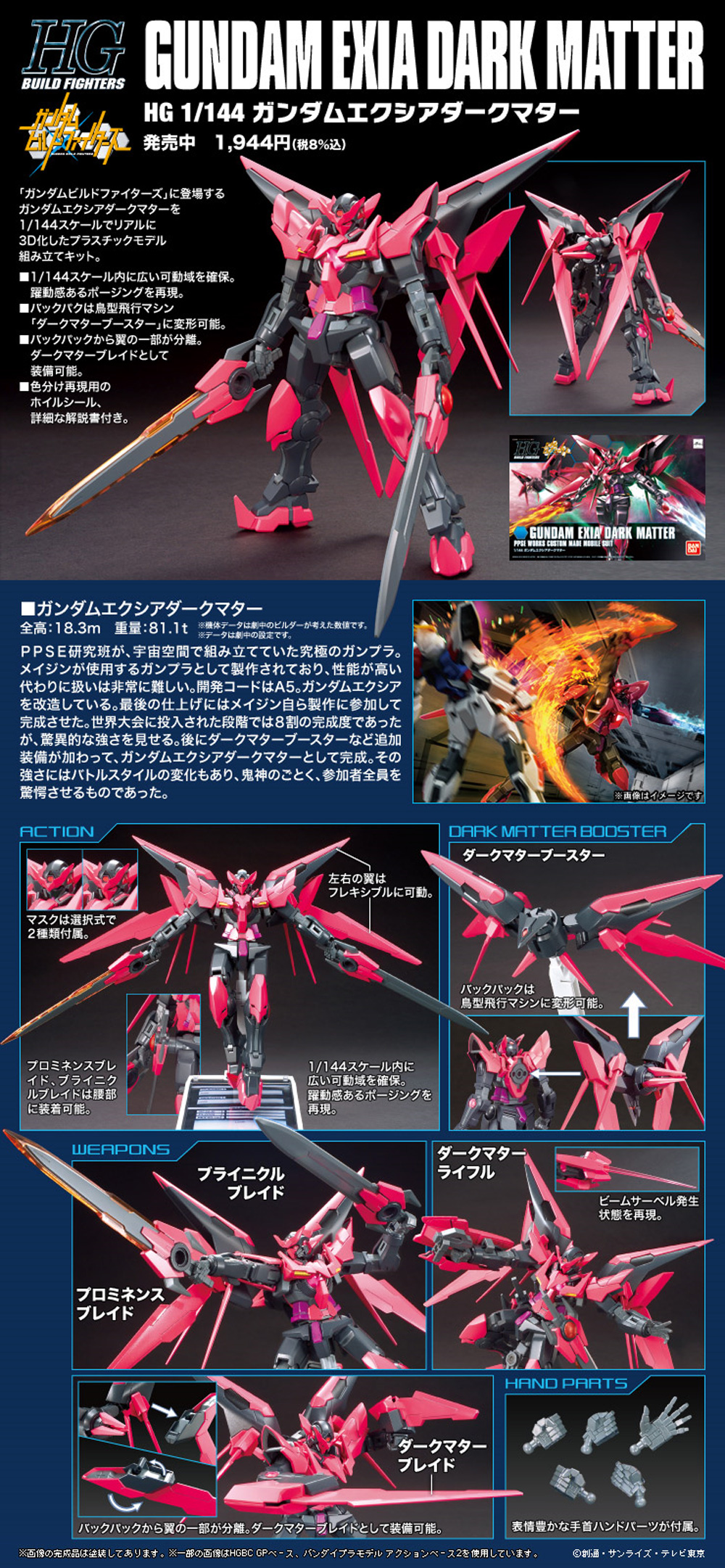 ガンダムエクシアダークマター プラモデル (バンダイ HGBF ガンダムビルドファイターズ No.013) 商品画像_4