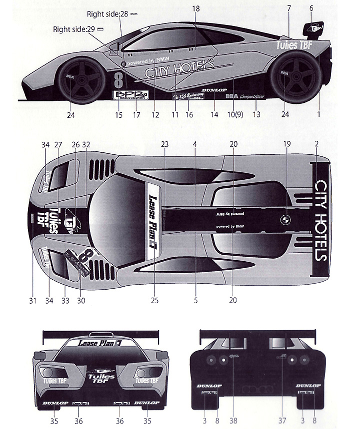 マクラーレン F1-GTR TBF #8 鈴鹿 1996 デカール (タブデザイン 1/24 デカール No.TABU-24052) 商品画像_2