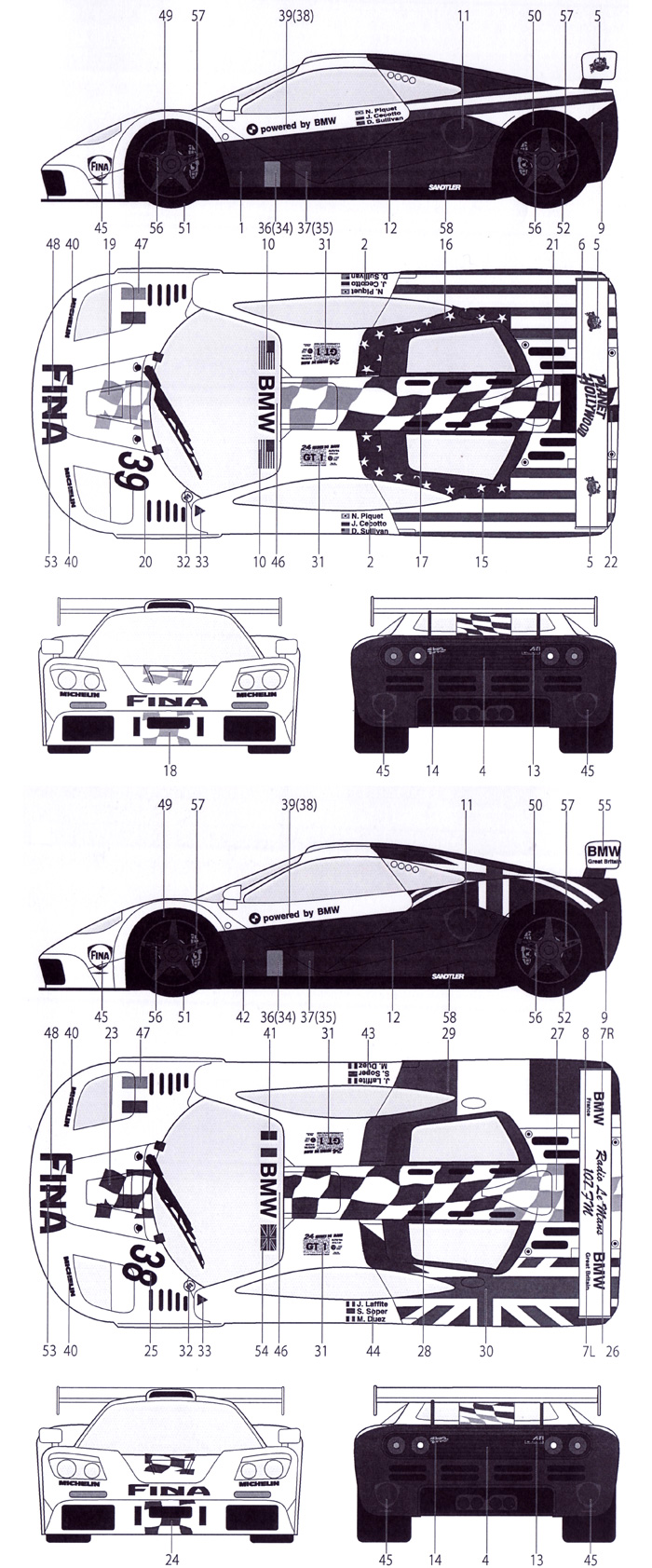 マクラーレン F1-GTR FINA #38/#39 ル・マン 1996 デカール (タブデザイン 1/24 デカール No.TABU-24059) 商品画像_2