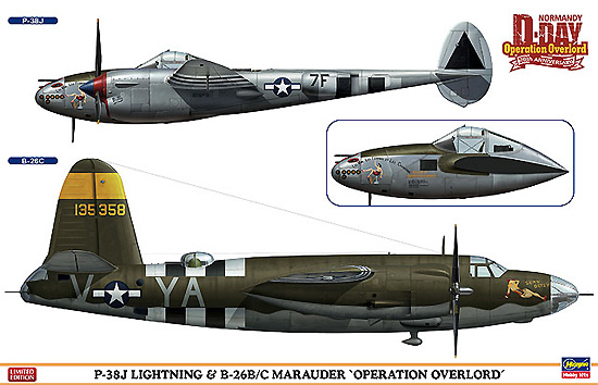 P-38J ライトニング & B-26B/C マローダー オーバーロード作戦 プラモデル (ハセガワ 1/72 飛行機 限定生産 No.02091) 商品画像