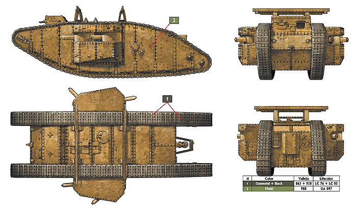 イギリス MK.1 菱形戦車 雌型 (機銃搭載) 中東仕様 プラモデル (マスターボックス 1/72 AFVキット No.MB72004) 商品画像_2