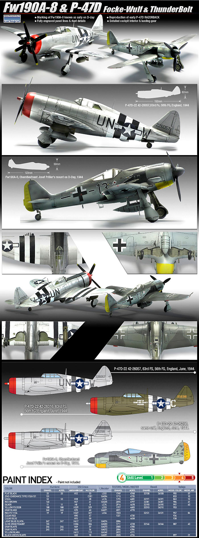 Fw190A-8 & P-47D ノルマンディー上陸作戦 70周年セット プラモデル (アカデミー 1/72 Scale Aircrafts No.12513) 商品画像_2