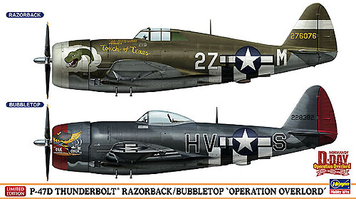 P-47D サンダーボルト レザーバック/バブルトップ オーバーロード作戦 (2機セット) プラモデル (ハセガワ 1/72 飛行機 限定生産 No.02099) 商品画像