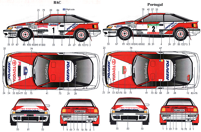 トヨタ セリカ ST165 モンテカルロ/ポルトガル/ツール・ド・コルス/RAC 1991 デカール (スタジオ27 ラリーカー オリジナルデカール No.DC1043) 商品画像_3