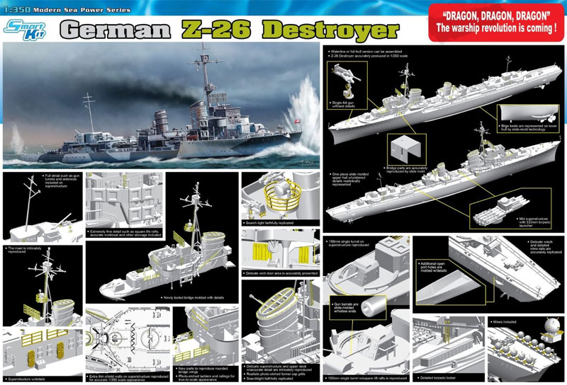 ドイツ海軍 駆逐艦 Z-26 プラモデル (ドラゴン 1/350 Modern Sea Power Series No.1064) 商品画像_2
