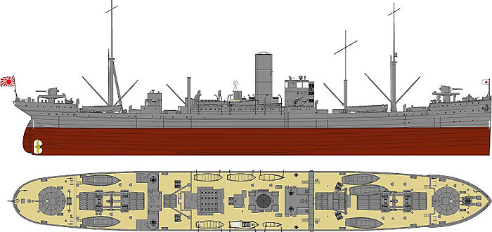 日本海軍 給糧艦 間宮 1944 (最終時) プラモデル (ピットロード 1/700 スカイウェーブ W シリーズ No.W166) 商品画像_1