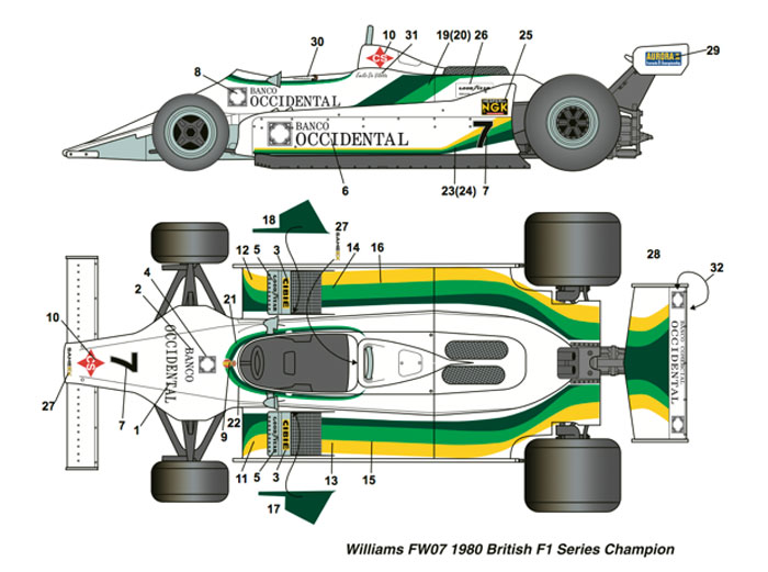 ウィリアムズ FW07 #7 ブリティッシュ F1 シリーズ チャンピオン 1980 デカール (スタジオ27 F-1 オリジナルデカール No.DC1037) 商品画像_1