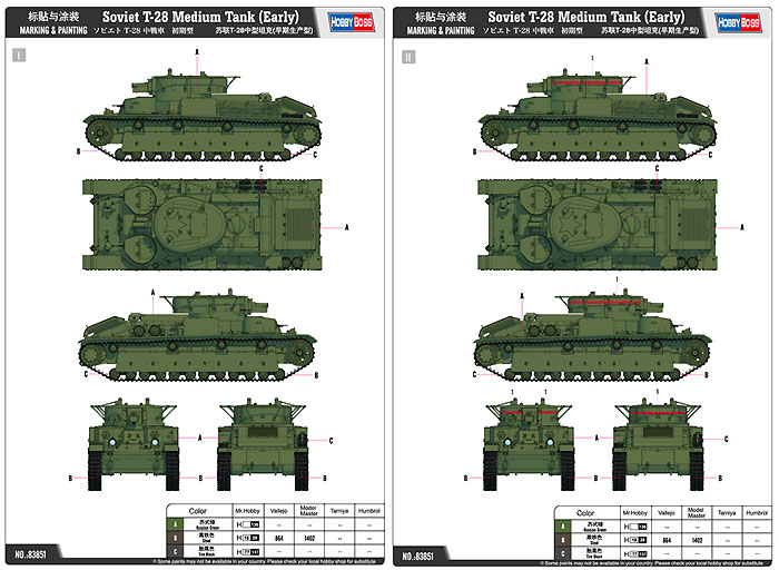 ソビエト T-28 中戦車 初期型 プラモデル (ホビーボス 1/35 ファイティングビークル シリーズ No.83851) 商品画像_2
