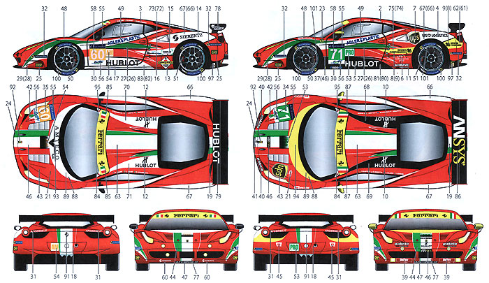 フェラーリ 458 AFコルセ #51/71 ルマン 2014 デカール (スタジオ27 ツーリングカー/GTカー オリジナルデカール No.DC1062) 商品画像_2