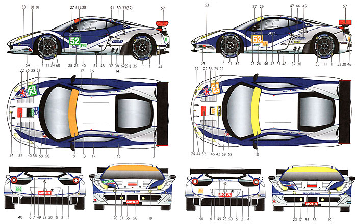 フェラーリ 458 RAMレーシング #52/53 ルマン 2014 デカール (スタジオ27 ツーリングカー/GTカー オリジナルデカール No.DC1064) 商品画像_2