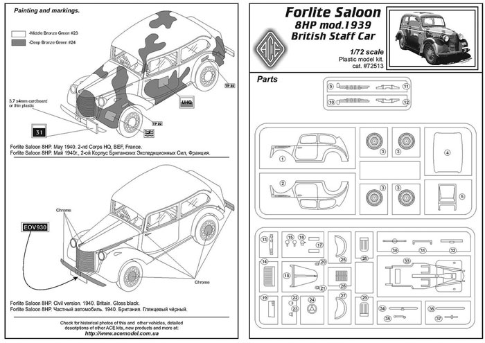 イギリス 8HP 軍用スタッフカー フォーライト プラモデル (エース 1/72 ミリタリー No.72513) 商品画像_2