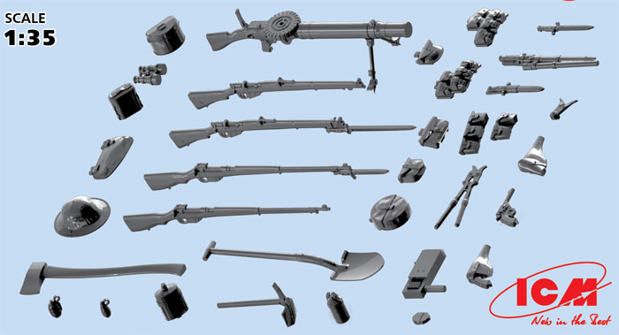 WW1 イギリス歩兵 ウェポン & 装備 プラモデル (ICM 1/35 ミリタリービークル・フィギュア No.35683) 商品画像_3