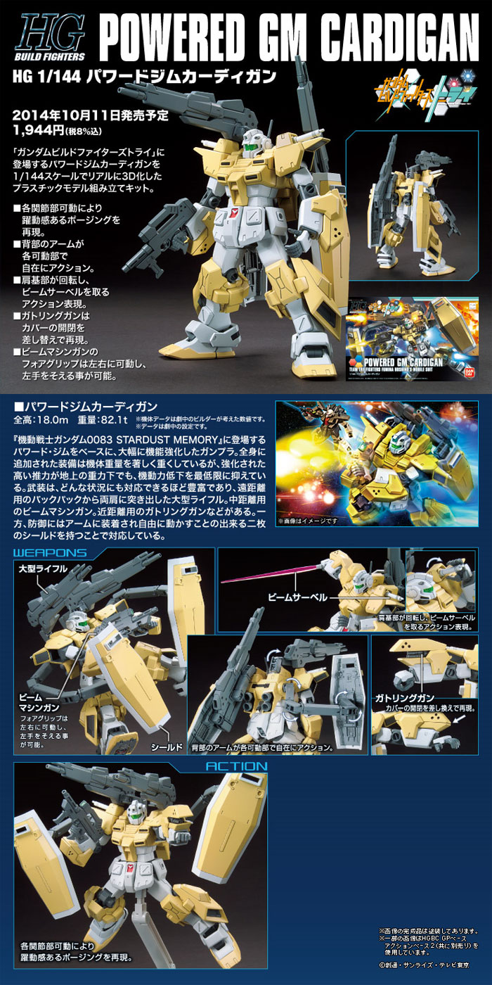 パワードジムカーディガン プラモデル (バンダイ HGBF ガンダムビルドファイターズ No.019) 商品画像_3