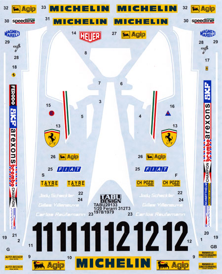 絶版 タミヤ 1/20 フェラーリ312T3 クリアー w/カルトグラフデカール