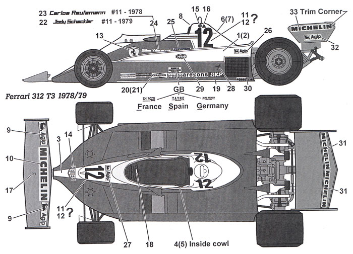 フェラーリ 312T3 1978/1979 デカール デカール (タブデザイン 1/20 デカール No.TABU-20133) 商品画像_1