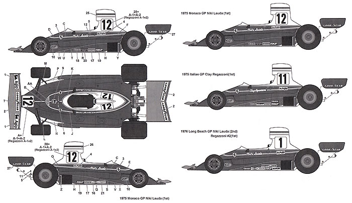 フェラーリ 312T 1975/1976 デカール デカール (タブデザイン 1/12 デカール No.TABU-12077) 商品画像_1