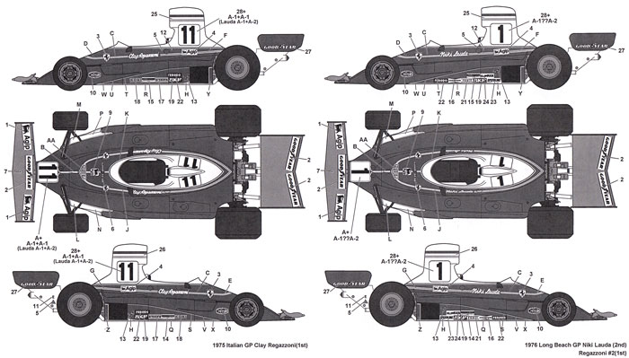 フェラーリ 312T 1975/1976 デカール デカール (タブデザイン 1/12 デカール No.TABU-12077) 商品画像_2