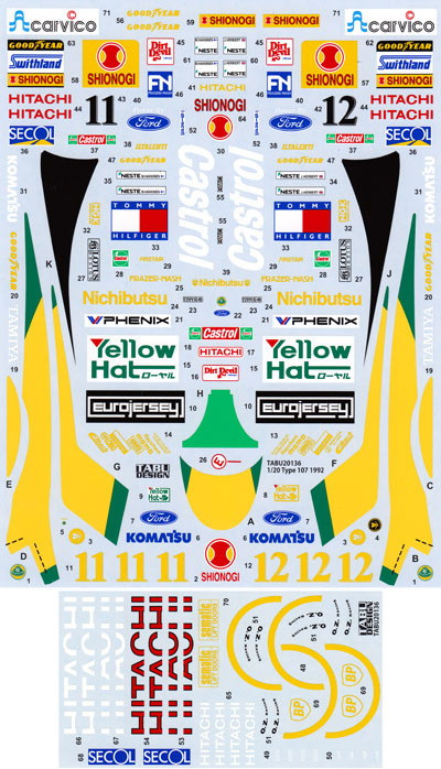 ロータス Type107 1992 デカール (タブデザイン 1/20 デカール No.TABU-20136) 商品画像