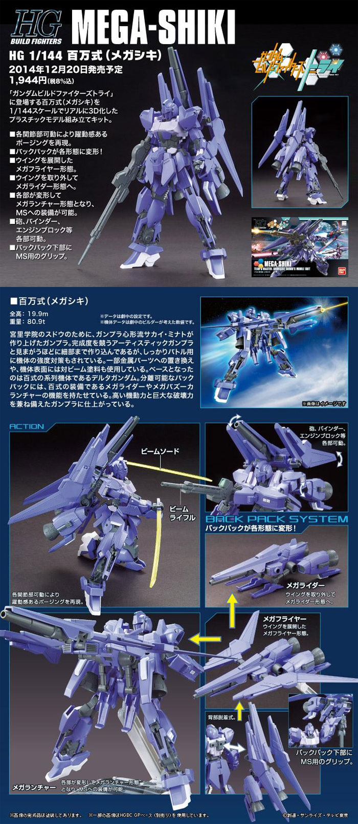 百万式 (メガシキ) プラモデル (バンダイ HGBF ガンダムビルドファイターズ No.025) 商品画像_3