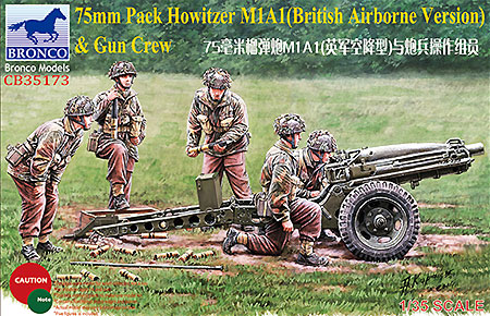 イギリス 75mm パックハウザー M1A1 & イギリス軍 降下砲兵 プラモデル (ブロンコモデル 1/35 AFVモデル No.CB35173) 商品画像