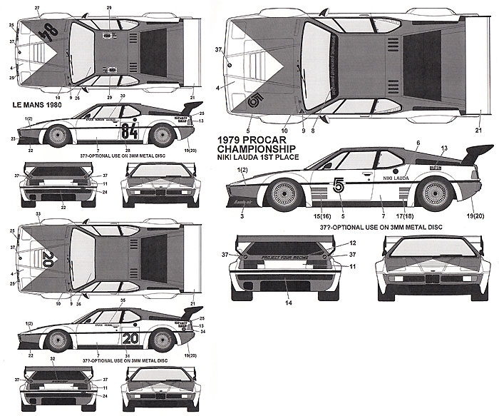 BMW M1 #5/#20/#84 1979-1980 デカール (タブデザイン 1/24 デカール No.TABU-24064) 商品画像_1