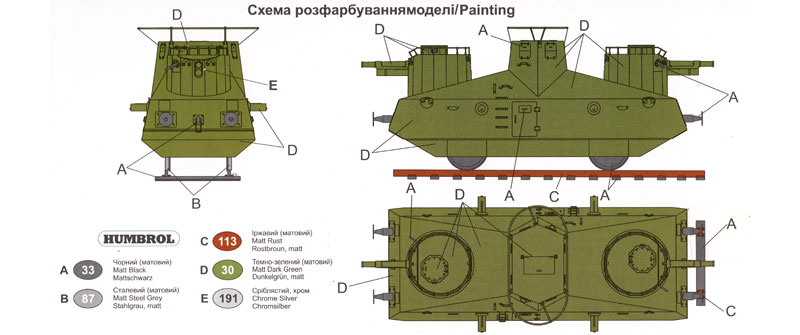 ロシア 試作型自走装甲列車 D-2 (76mm野砲塔 2基) プラモデル (ユニモデル 1/72 AFVキット No.649) 商品画像_1