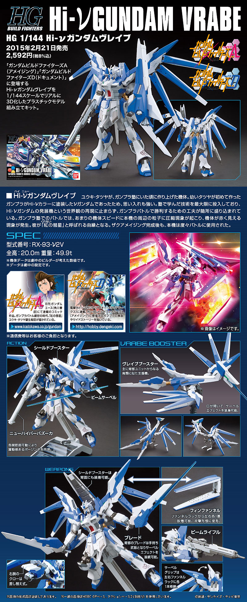 Hi-νガンダムヴレイブ プラモデル (バンダイ HGBF ガンダムビルドファイターズ No.029) 商品画像_3