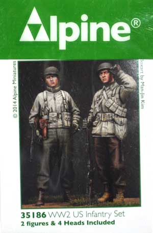 WW2 アメリカ軍 歩兵 (冬装) 2体セット レジン (アルパイン 1/35 フィギュア No.AM35186) 商品画像