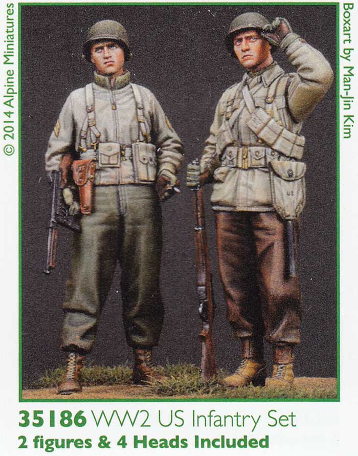 WW2 アメリカ軍 歩兵 (冬装) 2体セット レジン (アルパイン 1/35 フィギュア No.AM35186) 商品画像_3