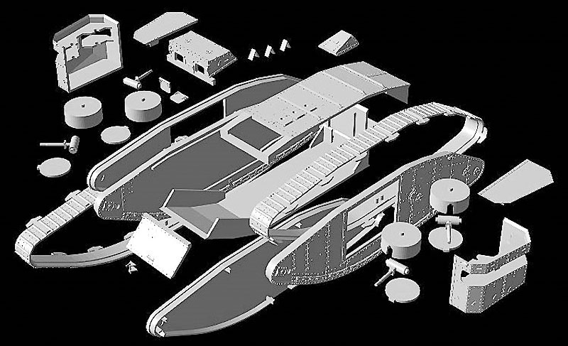 イギリス Mk.2 菱形戦車 雌型 (機銃搭載) アラス戦 1917年 プラモデル (マスターボックス 1/72 AFVキット No.MB72006) 商品画像_3