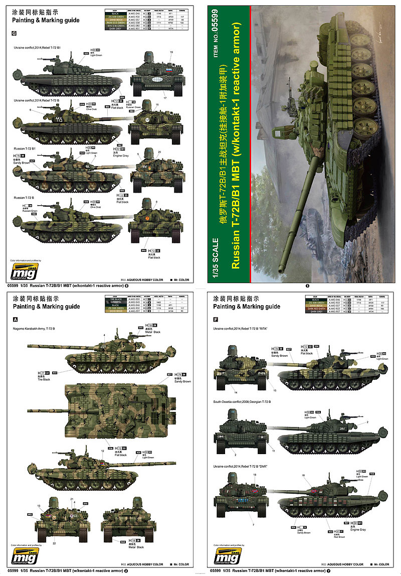 ロシア T-72B/B1 主力戦車 コンタークト 1 プラモデル (トランペッター 1/35 ＡＦＶシリーズ No.05599) 商品画像_2