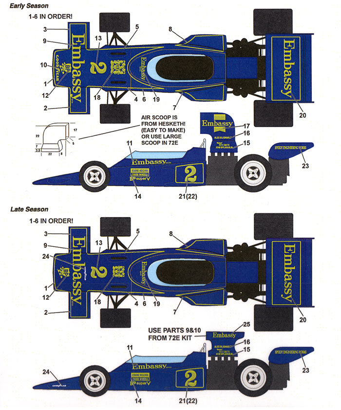 ロータス 72D Embassy 南アフリカ チャンピオンシップ 1975 デカール (スタジオ27 F-1 オリジナルデカール No.DC1074) 商品画像_1