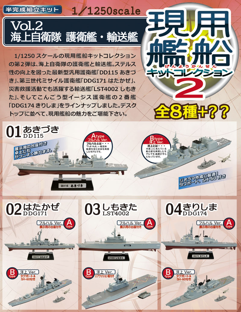 現用艦船キットコレクション Vol.2 海上自衛隊 護衛艦・輸送艦 (1BOX) プラモデル (エフトイズ 現用艦船キットコレクション No.60194) 商品画像_1