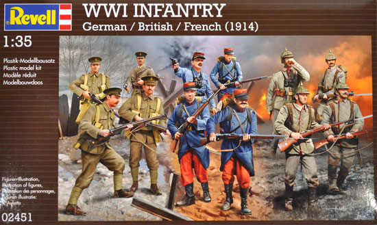 WW1 ドイツ、イギリス、フランス歩兵セット プラモデル (レベル 1/35 ミリタリー No.02451) 商品画像