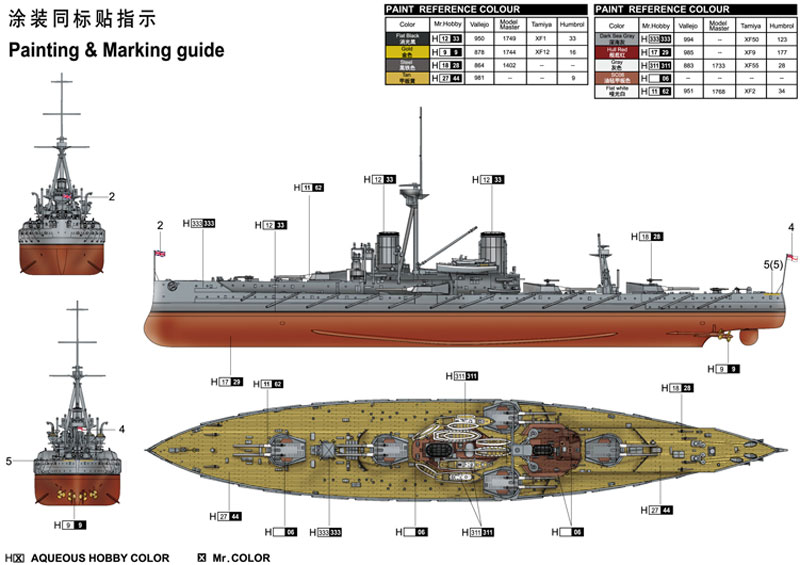イギリス海軍 戦艦 HMS ドレッドノート 1915 プラモデル (トランペッター 1/700 艦船シリーズ No.06705) 商品画像_2